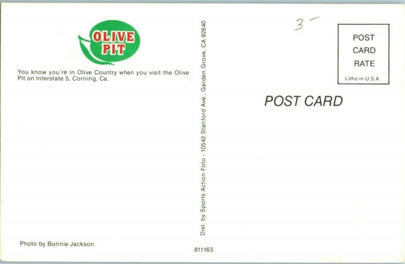 The Olive Pit Olive Country Interstate 5 Corning California Postcard