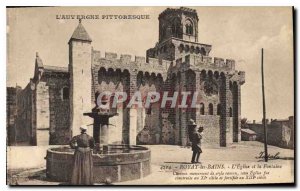 Old Postcard Royat les Bains Church and Fountain