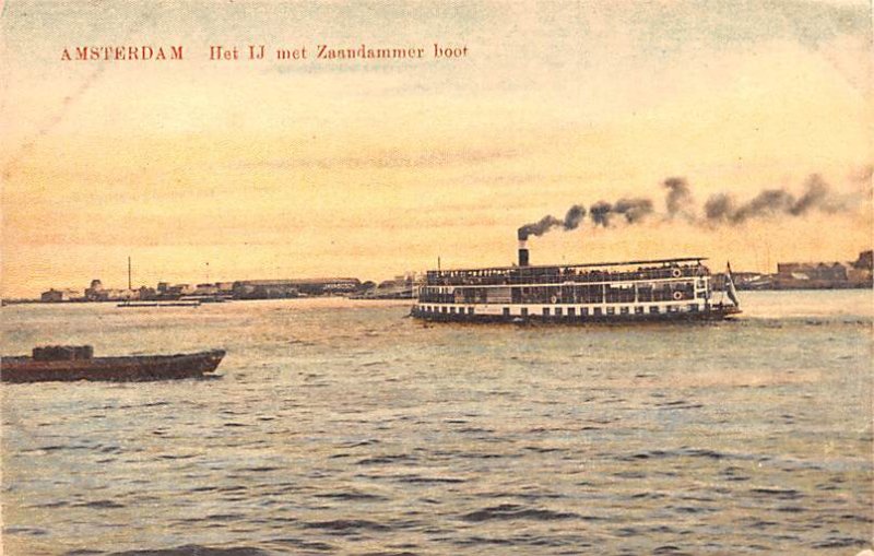 Het IJ met Zaandammer Boot Amsterdam Holland Unused 