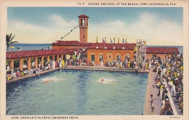 Florida Fort Lauderdale Casino and Pool At The Beach 1939 Curteich