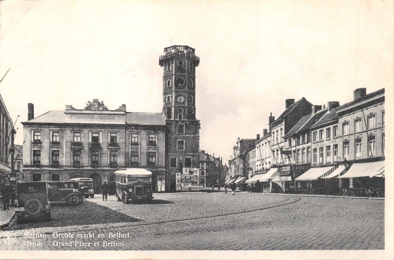 MEENEN MENIN BELGIUM~GROOTE MARKT-GRAND PALACE-BELFORT-PHOTO POSTCARD 1940s