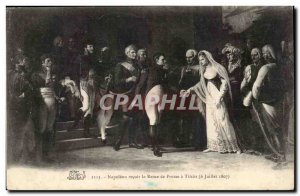 Old Postcard Napoleon receives the Queen of Prussia in Tilsit (July 1807)