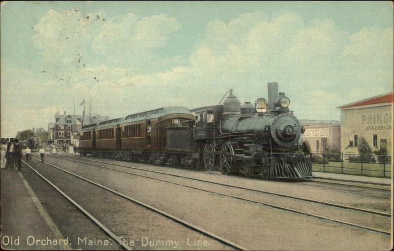 Old Orchard Beach ME RR Train The Dummy Line Unusual Postal Cancel 1910 PC