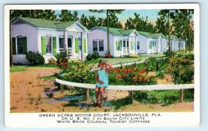 JACKSONVILLE, FL Florida ~ GREEN ACRES MOTOR COURT c1930s Roadside Postcard