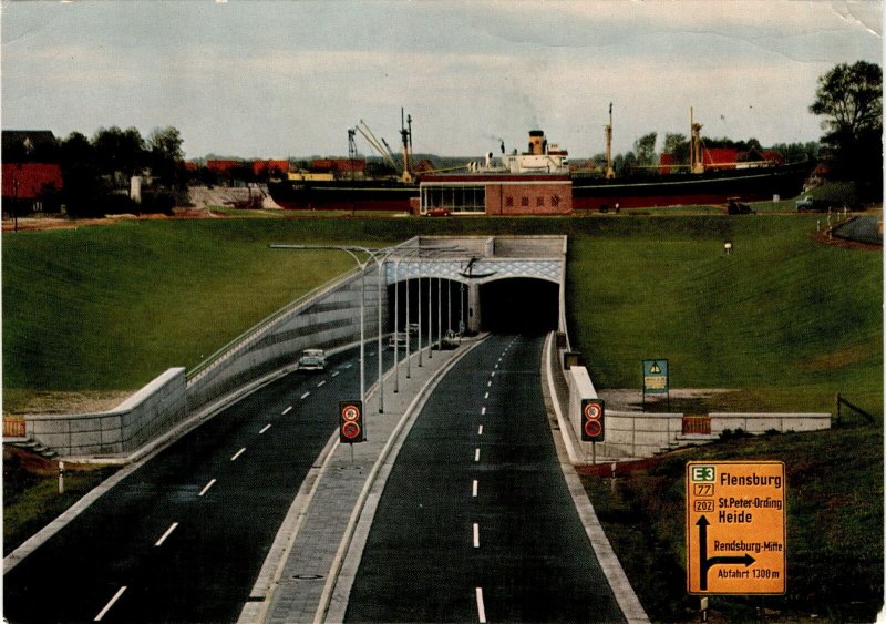 Nord-Ostsee-Kanal, Rendsburg, Germany, Road tunnel, Construction, Postcard