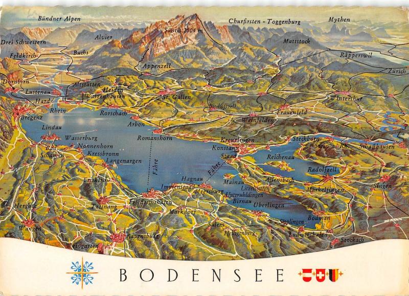 GG14044 Reliefkarte des Bodensee Romanshorn Arbon, Gallen Appenzell Panorama Lac