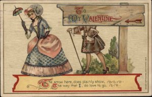 Winsch Valentine Victorian Man and Woman c1910 Vintage Postcard