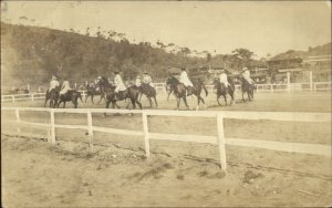 Corozal Panama Cancel & Message c1910 Real Photo Postcard - Riding Horses