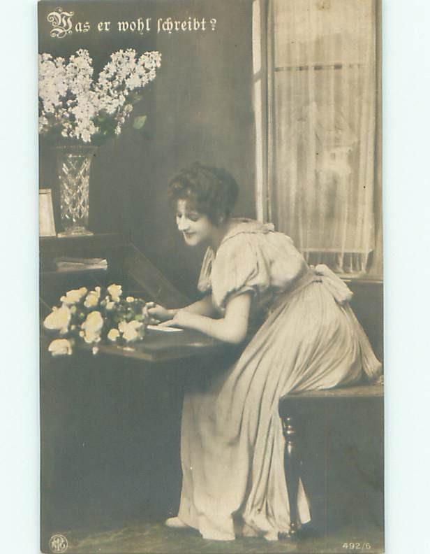 tinted rppc c1910 Risque PRETTY GIRL POSING AC9034