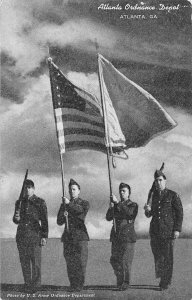 Color Guard Stars Stripes Flag Atlanta Ordinance Depot Georgia WWII postcard