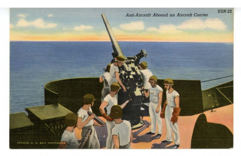 Military - US Navy. Anti-Aircraft Aboard an Aircraft Carrier