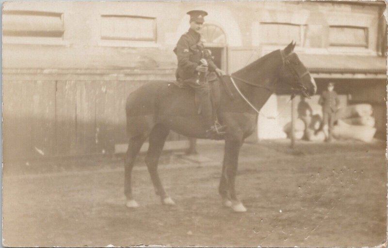 Canadian Soldier Horse Canada Military WW1 Limerick Lansdowne RPPC Postcard H60
