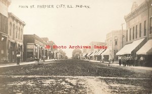 IL, Farmer City, Illinois, RPPC, Main Street, Business Section, Photo No 348-4X