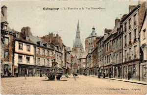 CPA GUINGAMP La Fontaine et la Rue Notre-Dame (1295401)