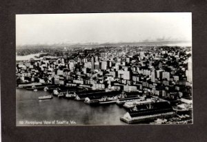 WA Aerial view Docks Harbor City of Seattle Washington RPPC Real Photo Postcard