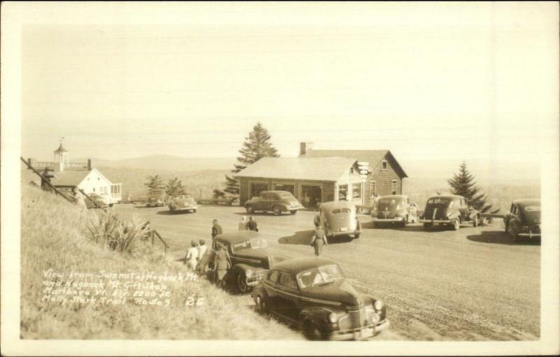 Old Cars Hogback Mountain Gift Shop Marlboro VT Real Photo Postcard