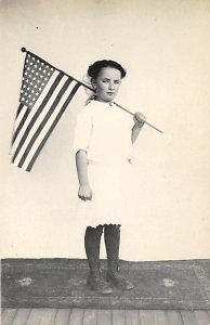 Lady With a American Flag Unused 