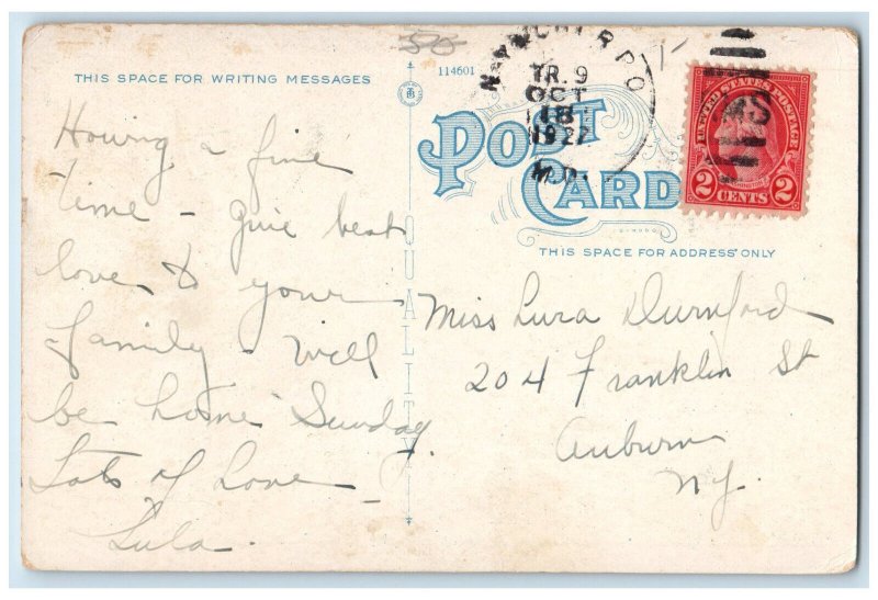 1927 Post Office, Fountain & Civil War Soldiers Monument Dunkirk NY RPO