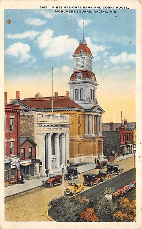 First National Bank And  Court House Monument Square - Racine, Wisconsin WI  