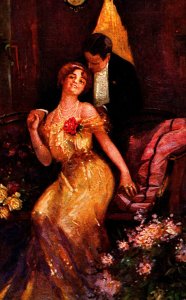 Victorian Romantic Couple Art Deco Vintage Postcard 09.90 | Asia