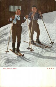 Born Skiers in Japan - Japanese Children Skiing Joetsu District Postcard