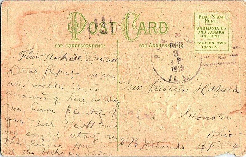 Just A Line To Greet You From Vintage Embossed Postcard Standard View Card 