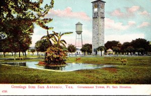 Texas San Antonio Greetings Showing Fort Sam Houston Government Tower