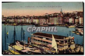 Old Postcard Marseille Vieux Port seen from the Quai des Belges