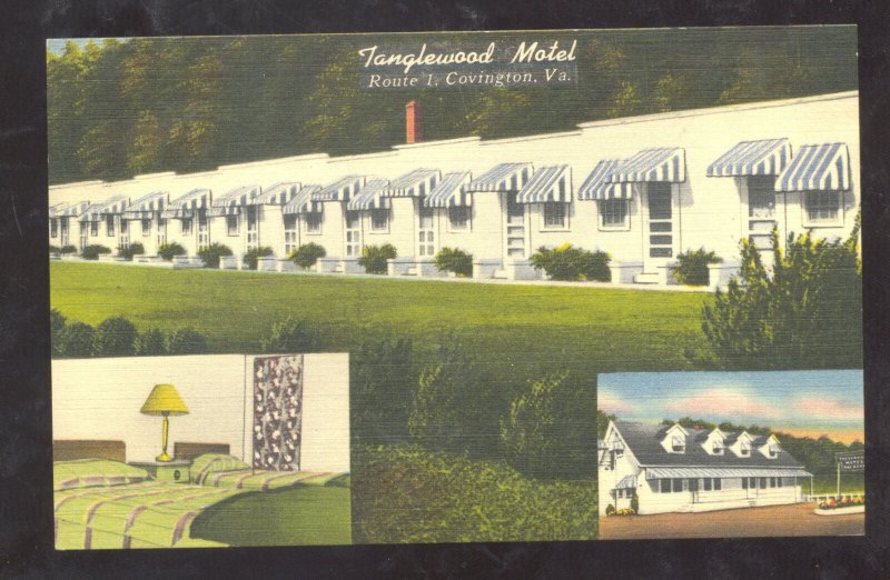 COVINGTON VIRGINIA TANGLEWOOD MOTEL VINTAGE LINEN ADVERTISING POSTCARD