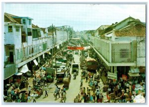 1974 Downtown Palembang Pasar 16 ilir Palembang Indonesia Vintage Postcard