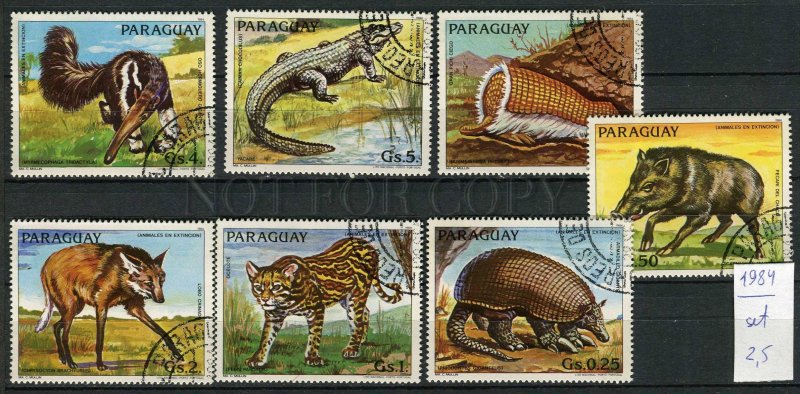266232 Paraguay 1984 year used stamps set ANIMALS Fox anteater