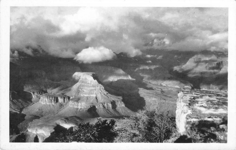 RPPC Grand Canyon, Arizona Clouds Real Photo ca 1930s Vintage Postcard