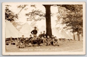 RPPC US Army Machine Gun Instruction Co D Soldiers Tents Photo Postcard J21