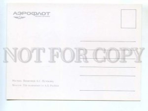 487418 USSR Aeroflot airline advertising Moscow monument to Pushkin Old postcard