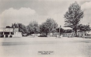 VANDALIA IL~MABRY TOURIST COURT-EAT-SLEEP-SHELL GAS STATION-1950s CAFE POSTCARD