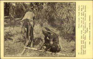 Ethnography Oinji Tibe Buna Papua New Guinea FIRE MAKING Old Postcard