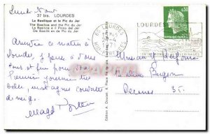 Modern Postcard Lourdes Basilica and the Pic du Jer