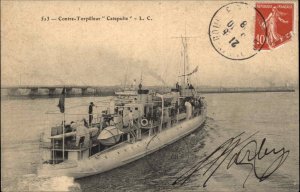 French Navy Destroyter Contre-Torpilleur Catapulte Vintage Postcard