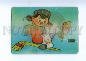 487145 USSR 1987 Sobolev cartoon puck puck ice hockey lenticular 3D CALENDAR