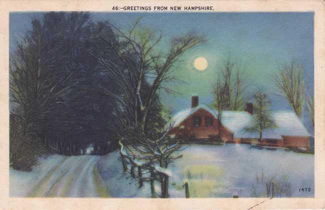 Greetings from New Hampshire - Winter Scene - Linen