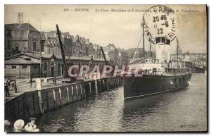 Old Postcard Dieppe Maritime Station and Newhaven Approaching Boat Ship