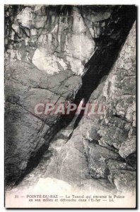 Old Postcard The Pointe du Raz The Tunnel that crosses the tip in the middle ...