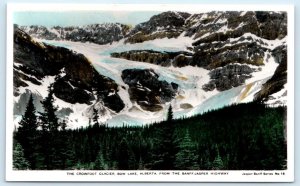 RPPC CROWFOOT GLACIER, Bow Lake Alberta Canada ~ Hand Colored  Postcard