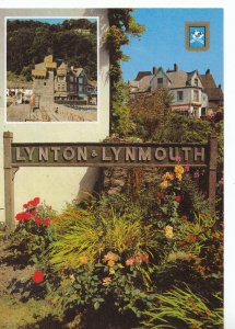 Devon Postcard - Harbour Wall - [Inset] - Lynton & Lynmouth - Ref AB2777