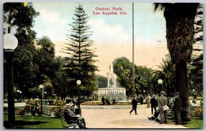 Vtg Los Angles California CA Central Park Fountain 1910s View Unused Postcard