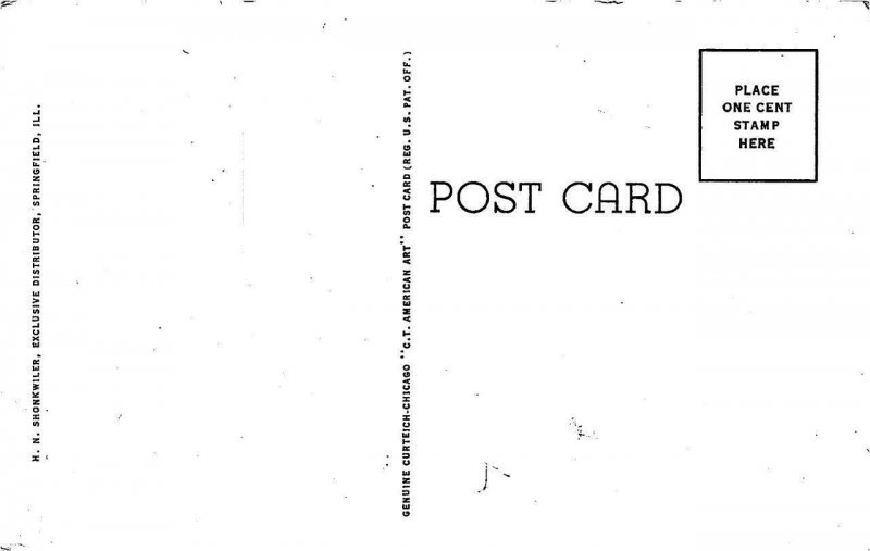 SPRINGFIELD, IL Illinois  ILLINOIS BUILDING~Night Illumination  c1940's Postcard