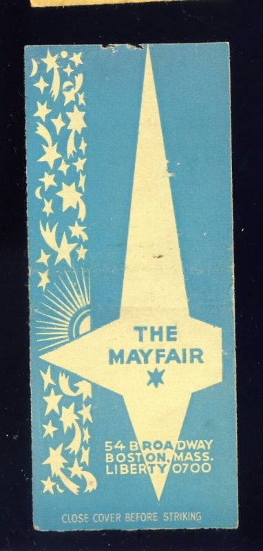 Boston, Massachusetts/MA Match Cover, The Mayfair Night Club-Cocktail Lounge