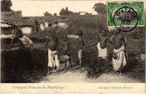 PC GROUPE D'ENFANTS BAVILIS ETHNIC TYPES FRENCH CONGO (a35777)