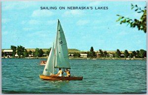 1972 Sailing On Nebraska's Lakes Summertime Sport Johnson Lake Posted Postcard