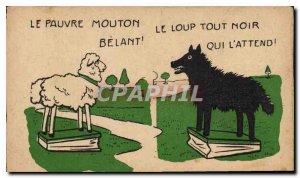 Old Postcard The poor sheep All Black Wolf